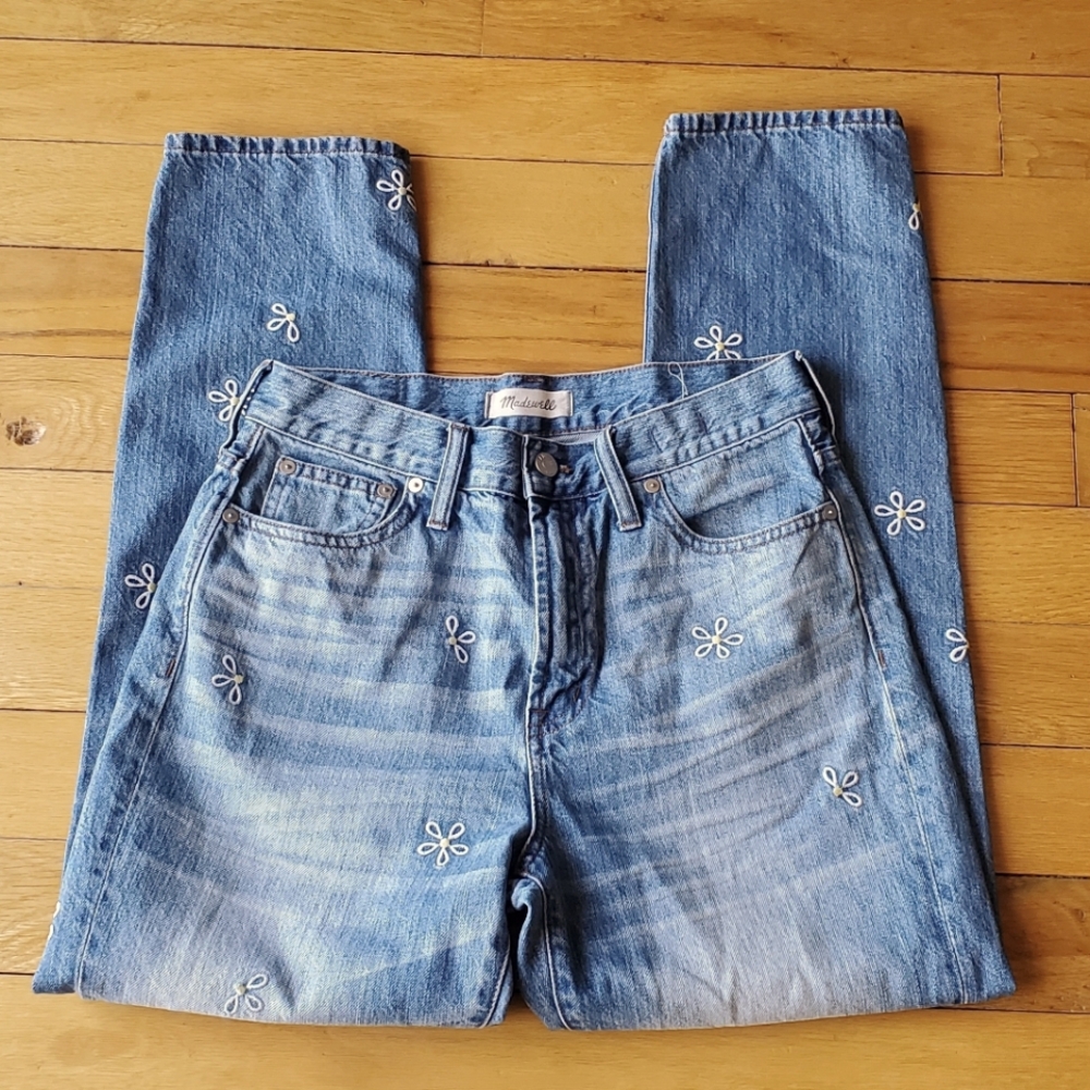 Madewell Light Blue Embroidered Ankle Jeans